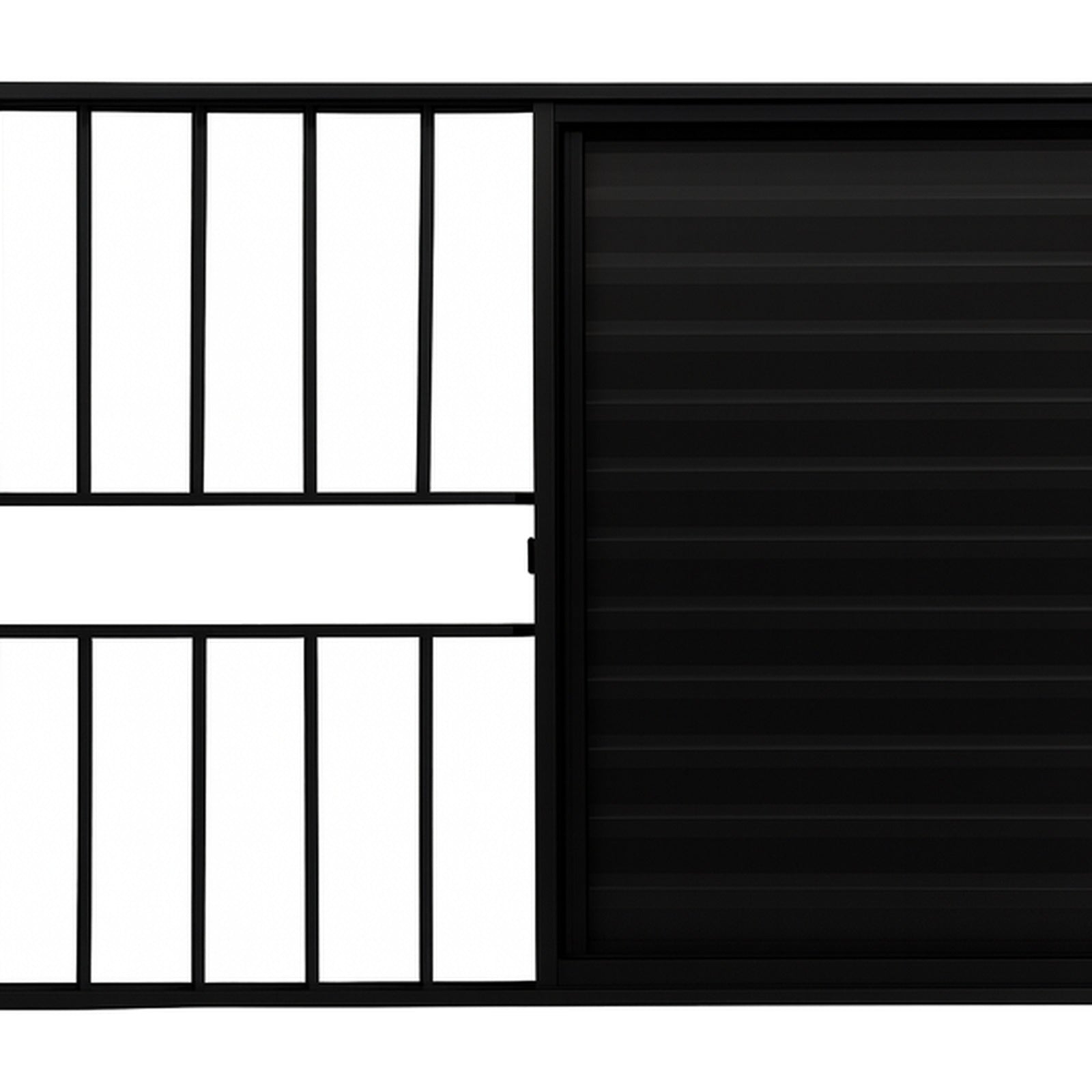Veneziana 3 Folhas Alumínio Preto Com Grade 1,00x1,00m