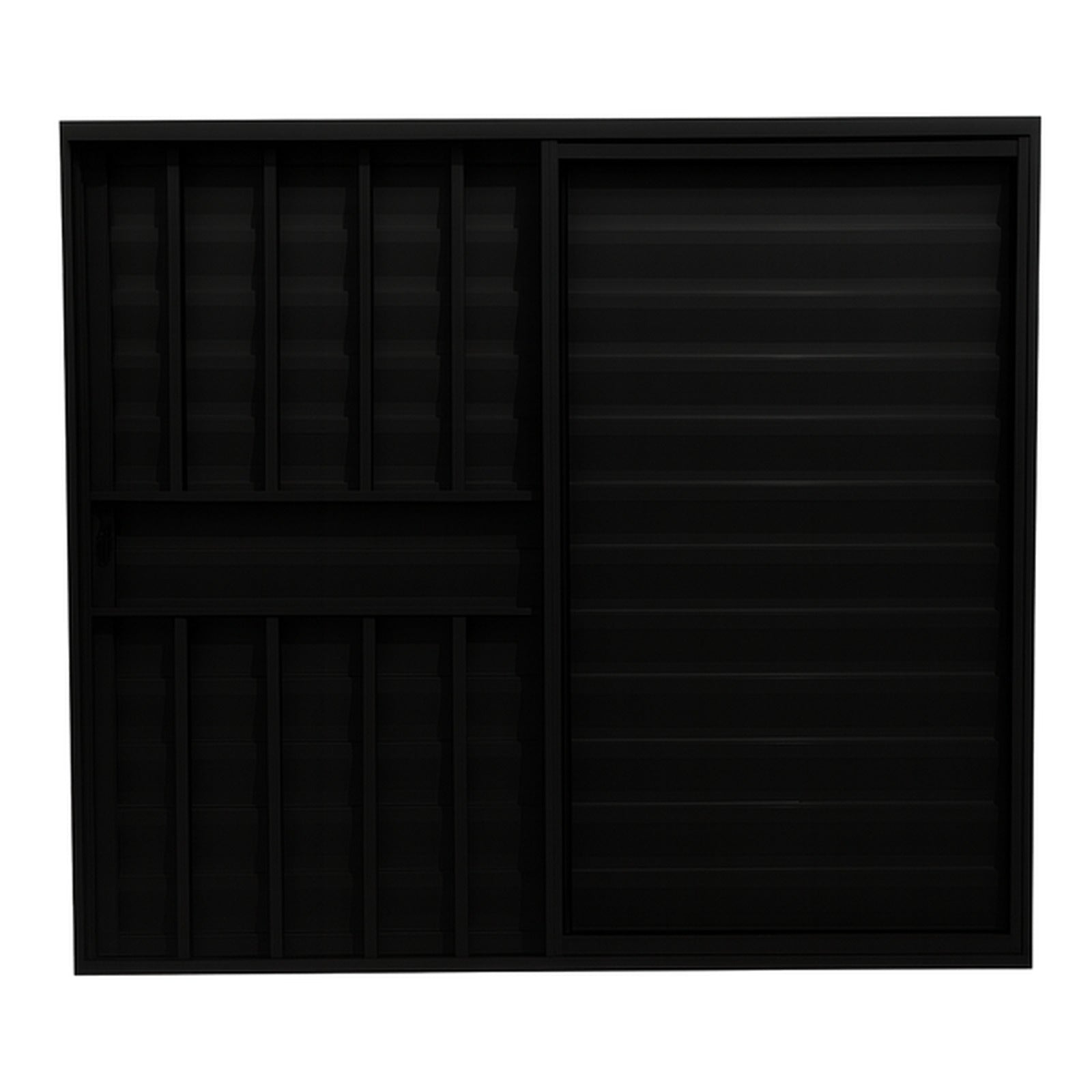 Veneziana 3 Folhas Alumínio Preto Com Grade 1,00x1,00m